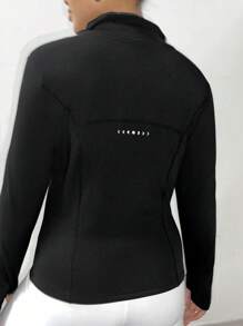 Easithlete 1 chiếc áo khoác nỉ thể thao tay dài khóa kéo phía trước cỡ lớn cho nữ thời trang thu đông - màu đen - Xem 7