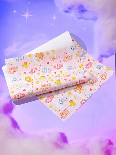 ROMWE X Care Bears ورق هدايا مطبوع عليه دب كرتوني قطعة واحدة ، عيد الحب
