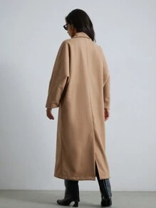 SHEIN Privé Áo khoác dài tay cánh dơi thiết kế theo phong cách Pháp rộng rãi, thoải mái hợp thời trang - Màu Khaki - Xem 5