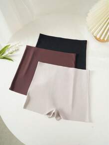 3 件套女士纯色简约防暴露短裤，休闲日常穿着