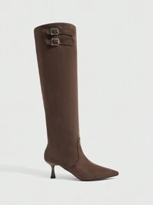 CUCCOO SZL 1 Pair Black Pointy Toe Thigh High Boots For Women, Suitable For Autumn/Winter New Year Holiday Valentines