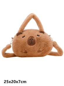 SHEIN Capybara Plush Bag Cute Backpack Women Kawaii Fashion Fur Handbag Plushie Shoulder Bag Mini Knapsack Bags Gifts For Girlfriend Crossbody Fluffy Bag Purses Decoration