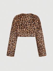SHEIN MOD Leopard Print Fluffy Short Jacket