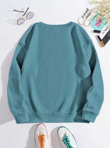 INAWLY Áo nỉ cổ tròn dài tay in họa tiết Giáng sinh This Is The Most Wonderful Time dành cho nữ, thường ngày mùa thu/đông - Màu xanh ngọc - Xem 2