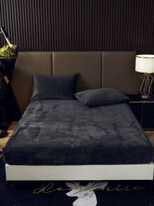 1 件深灰色天鹅绒床笠温暖柔软纯色毛绒床笠特大号双人床尺寸，奢华超柔软舒适床单，带 11.8 英寸深口袋，适合秋冬和春季，无枕套宿舍床上用品返校床上用品