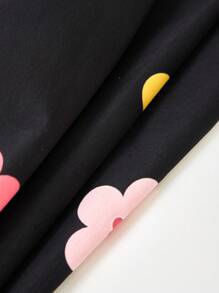 SHEIN Explorewe Tween Girl Digital Floral Print Woven Casual Jumpsuit With Straps, Spring/Autumn - Black - View 4