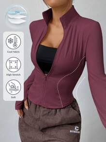 SHEIN EZwear Wine Red Knit Women's Lightweight Cardigan Jacket For Sun Protection In Fall/Winter - Red Violet - View 1
