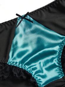 مجموعة ملابس داخلية للنساء من الدانتيل والشبك بألوان متباينة - متعدد الألوان - مشاهدة 3