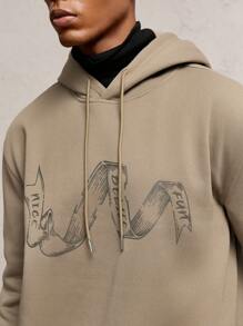 AKNOTIC Business Casual Sudadera con capucha holgada de manga larga con cordón, estampado de letras en marrón, con forro térmico, casual para otoño/invierno, adecuada para uso diario con accesorios de letras metálicas, sudadera estilo vacaciones vintage, para amigos, esposo, novio