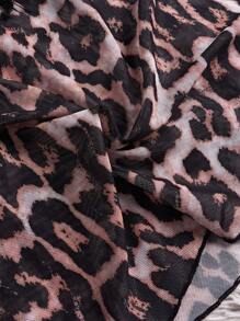 Leopard Print Lace Trim Mesh Cami Top & Shorts PJ Set / Pajama Set