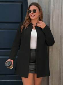 SHEIN Clasi Manteau midi casual pour femme, grande taille, avec col montant, simple boutonnage et poches, pour l'hiver