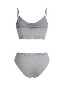 Ocili Nahtloses Damen Lingerie Set mit Buchstaben Muster, gerafftem, ausgeschnittenem Design für den Alltag - Hellgrau - Übersicht 2