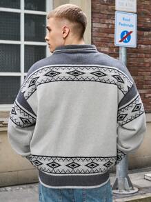 Manfinity Hypemode Cárdigan casual con bloqueo de color, de manga larga con cremallera delantera, diseño minimalista para uso diario, adecuado como regalo para esposo o novio
