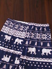 2pcs Men's Casual Christmas Themed Print Lounge Pants And Long Sleeve Top Set, Comfortable Pajamas - Royal Blue - View 4