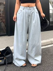SHEIN ICON Jeans avec poche avant et design simple, pour port casual au quotidien, grande taille