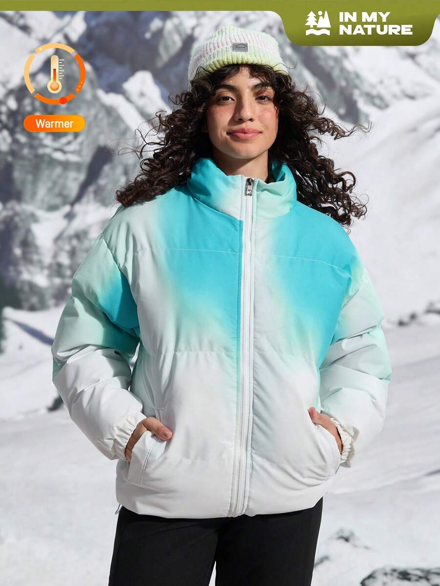 In My Nature Women's Winter Gradient Color Padded Jacket, Fashion Outdoor/Camping/Hiking/Commuting Wear Winter Women Tops,Women's Fall & Winter Outdoor  Jacket - Blue - View 1