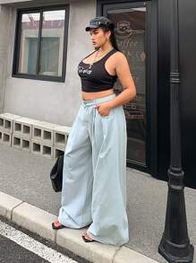 SHEIN ICON Jeans avec poche avant et design simple, pour port casual au quotidien, grande taille