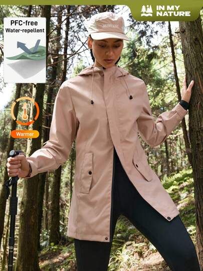 In My Nature Jaqueta corta-vento feminina com capuz e cordão, cor sólida, outono e inverno, tops femininos