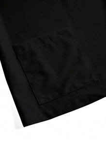 PopScrub 女士简约 V 领长袖口袋下摆开衩手术服套装 - 黑色 - 查看 5