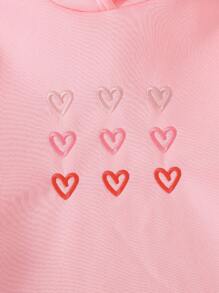 SHEIN Tween Girl Casual Loose Fit Heart Graphic Sweatshirt, Autumn/Winter - Pink - View 5