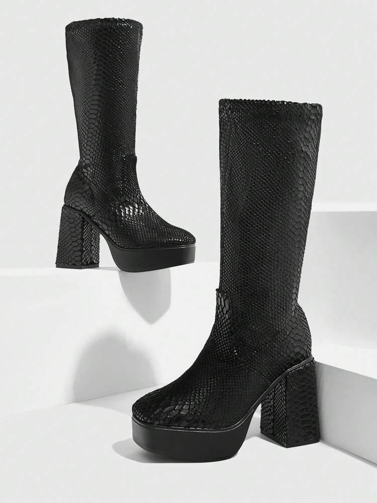 CUCCOO GRLICON Women's Over-The-Knee Boots, Y2K Style, Punk Rock, Biker, Cool Girl, Suitable For Halloween, Christmas, Party Occasions