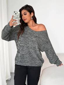 Flirla Women Plus Fashionable Floral Pattern Pocket Patched Round Neck Long Sleeve Sweater, Suitable For Autumn And Winter Knit Pullover Fall - Black and White - View 4