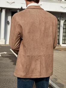 Manfinity VCAY Veste de costume décontractée tissée à col ajusté pour homme, convient pour le port au bureau - Kaki - Voir 2