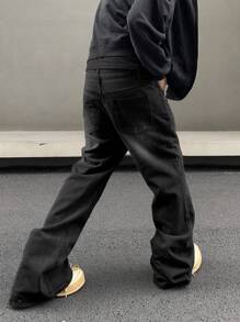 Manfinity Hypemode 男式休闲口袋细节牛仔裤 - 灰色 - 查看 2