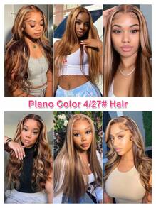 Piano Color P4/27# Straight Virgin Human Hair Weave Bundles Honey Blonde Highlight Brown Colored Mixed Hair Weft for Women Ombre Color - S4/27 - View 6
