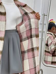 Slaydiva Tween Girl Plaid Print Long Sleeve Casual Jacket, Fall/Winter - Multicolor - View 7