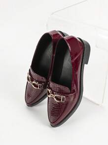 CUCCOO CURVES Wide Fit Flat Mary Jane Shoes, Solid Brown Color Pointed Toe Strap Casual Outdoor Flats Spring Shoes Spring Break Easter - Burgundy - View 4