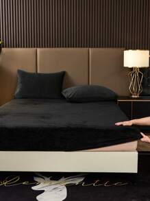 1 件黑色天鹅绒床笠温暖柔软纯色毛绒床笠特大号双人床尺寸，奢华超柔软舒适床单，带 11.8 英寸深口袋，适合秋冬和春季，无枕套宿舍床上用品返校床上用品 - 黑色 - 查看 6