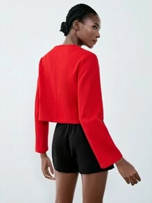 Lumivelle Women Red Overcoat, Loose Casual Cozy Winter Jacket For Ladies For New Year Clothes - Red - View 2