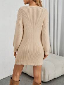 SHEIN Clasi 女式纯色前扣长袖休闲短裙