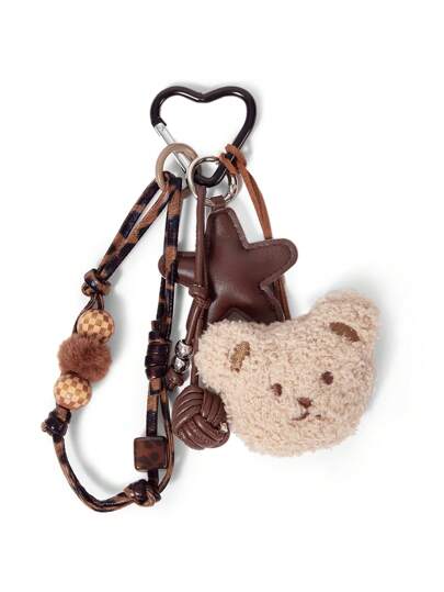 Kawaii 1 pezzo Ciondolo per borsetta in pelle adorabile a forma di stella e orso