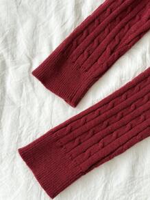 SHEIN Unity Encore Red Knitted Twist Cable Crew Neck Sweater, Autumn/Winter For New Year Clothes - Red - View 6