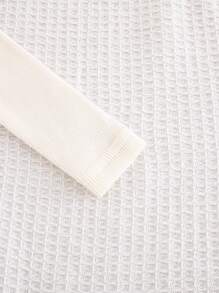 Cozy Pixies Blusa de manga larga con cuello redondo y bajo con volantes de unicolor para niñas bebé - Beis - Ver 5