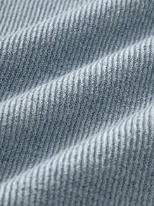 Manfinity Mode Plus Size Men Front Button Long Sleeve Simple Casual Polo Shirt, Fall - Dusty Blue - View 3