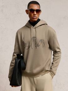 AKNOTIC Business Casual Sudadera con capucha holgada de manga larga con cordón, estampado de letras en marrón, con forro térmico, casual para otoño/invierno, adecuada para uso diario con accesorios de letras metálicas, sudadera estilo vacaciones vintage, para amigos, esposo, novio