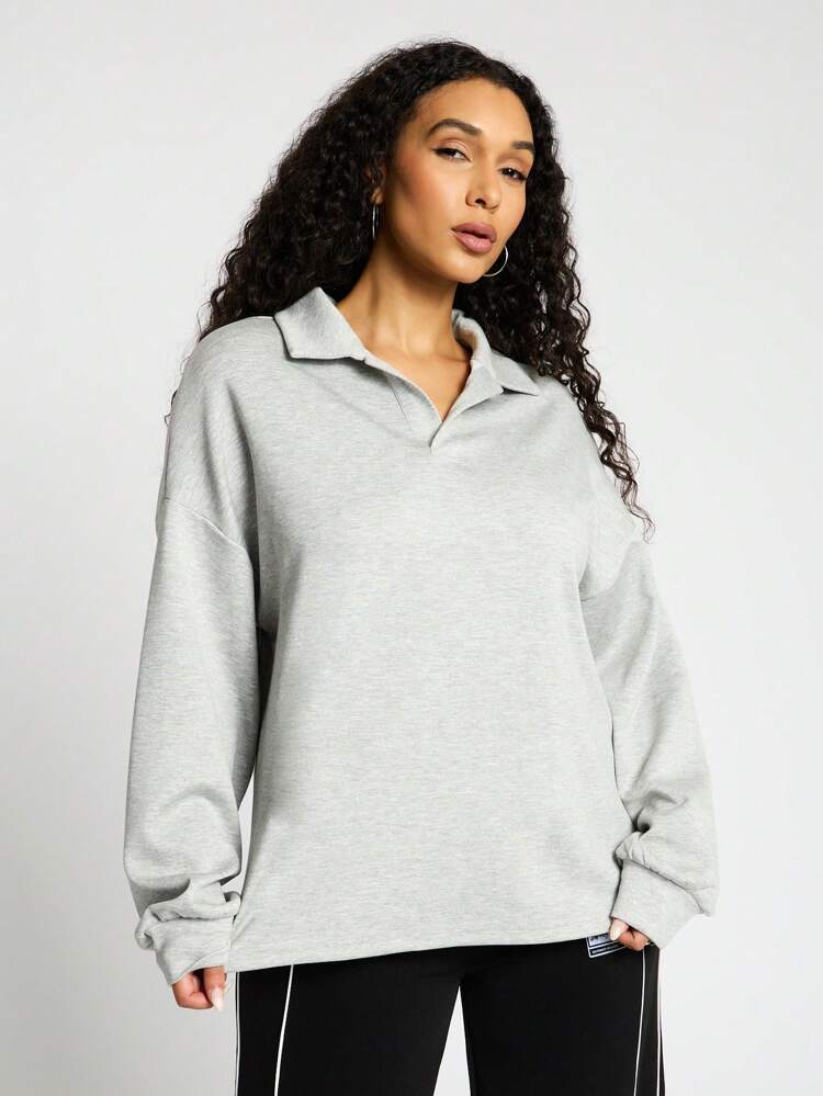 SUMWON WOMEN Sweat-shirt à col style rugby surdimensionné
