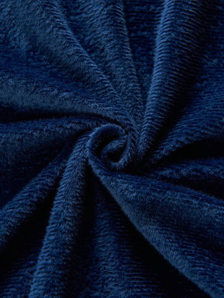 1 pieza Sábana ajustada de terciopelo azul marino, suave y cálida, de color sólido y esponjosa, tamaño King, Queen, Full o Twin, sábana inferior de lujo súper suave y cómoda con bolsillo profundo de 30 cm, adecuada para otoño, invierno y primavera, sin fundas de almohada, ropa de cama para dormitorio y vuelta al colegio - Azul Marino - Añade 6