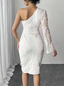 Chiquease Women Floral Jacquard Asymmetric Long Sleeve Cutout Pleated Fitted Elegant Dress Maxi Women Outfit