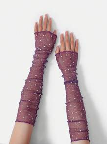 SHEIN SXY Women's Fashionable Glitter Crystal Decorated Arm Sleeve - Purple - View 2
