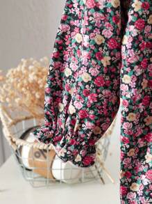 Souflis Souflis Set de 2 piezas con Top informal con estampado floral en toda la prenda y pantalones largos para niña