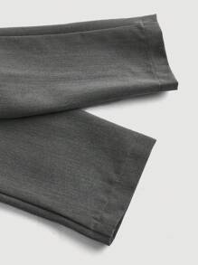 SHEIN MOD Black Lace-Up Decor, Loose Fit Short Sleeve Gray Blazer - Dark Grey - View 5