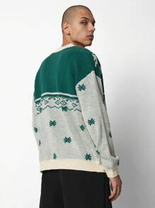 SUMWON Nordic Pattern Knitted Cardigan Winter Holiday Sweater Button Front Christmas Style Snowflake Pattern Cozy Knitwear Classic Fair Isle Design - Multicolor - View 3
