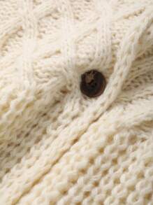 FRIFUL 女士纯色落肩长袖单排扣宽松休闲开衫，适合秋冬季，秋季女装 - 杏色 - 查看 8