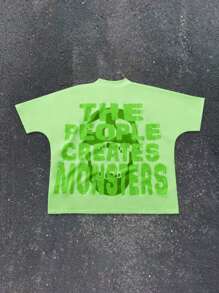 Manfinity Roghcode 男士杏色万圣节绿色怪物 T 恤 - 彩色 - 查看 3