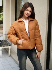 SHEIN Teenagers' Solid Color Front Zipper Long Sleeve Pocket Simple Casual Fashion Hoodie