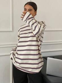 Livesso Women Casual Striped Loose Fit Long Sleeve Round Neck T-Shirt,Fall Clothes